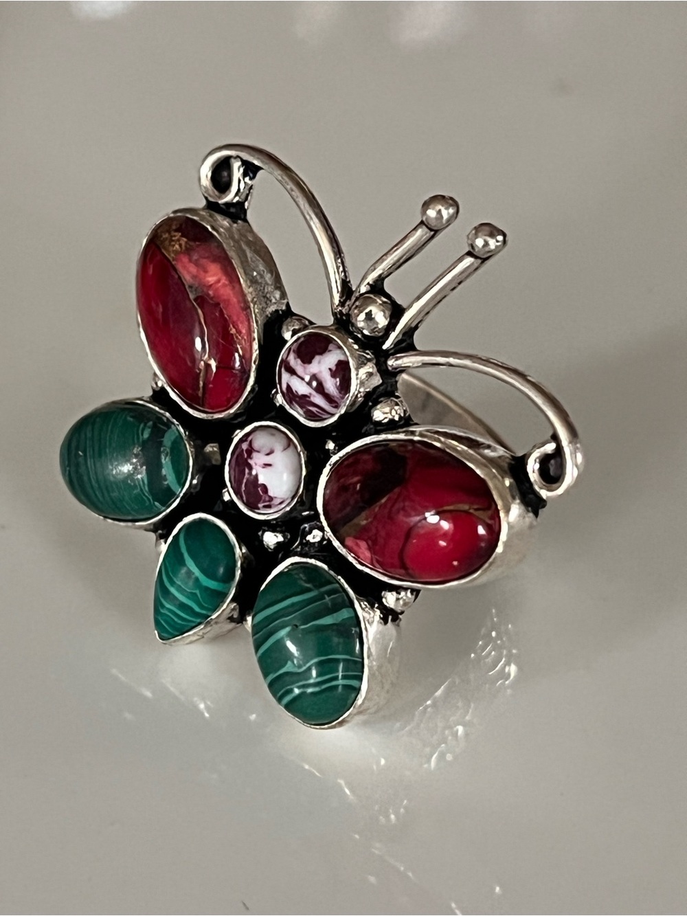 Sterling Silver Butterfly Statement Ring by Leo Arden